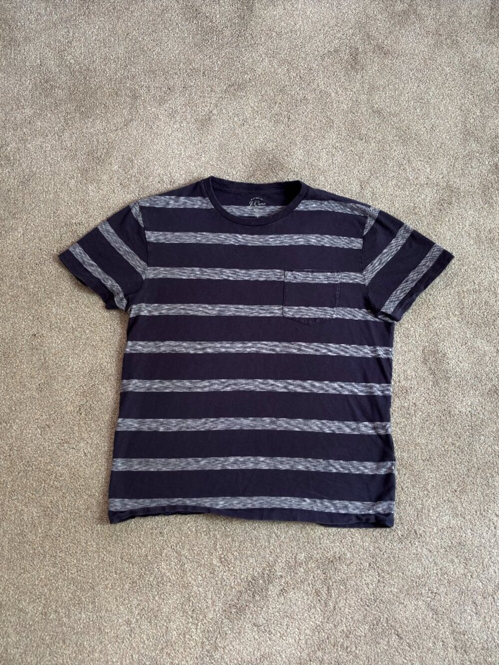 Men's J.Crew Knit Goods Cotton Crew Neck Striped T-Shirt Sized Medium